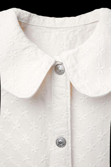 EMBROIDERED FLORAL TWILL DRESS - Oyster-white by Zara