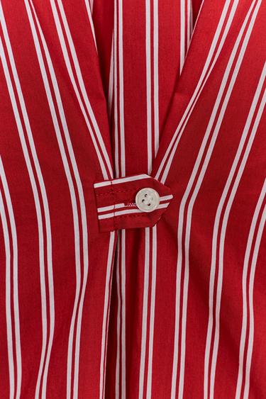 CHEMISE OVERSIZE EN POPELINE RAYÉE - Rouge / Blanc de Zara - Image 8