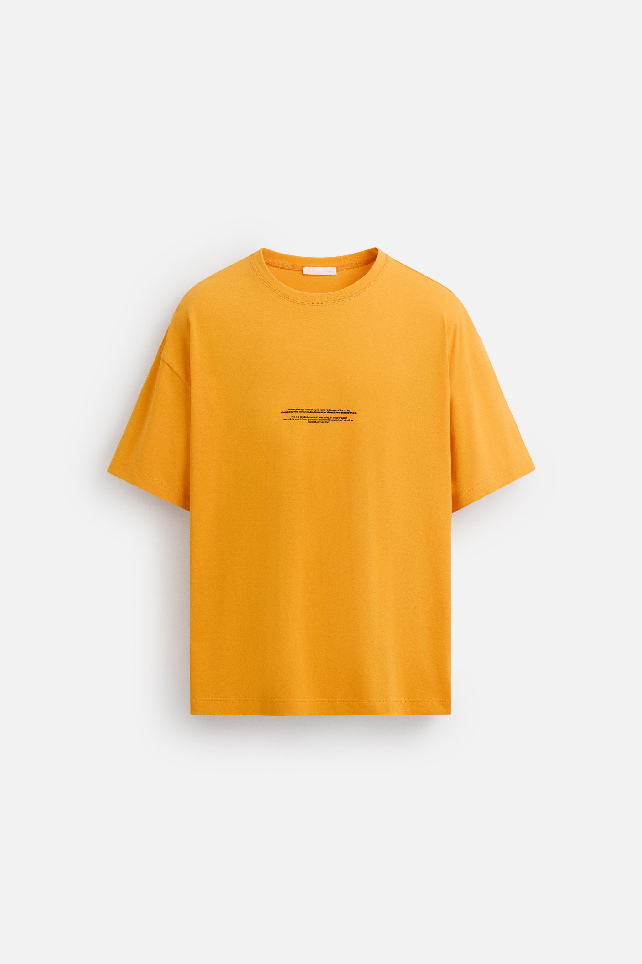 PRINTED TEXT T-SHIRT - Orange | ZARA United States