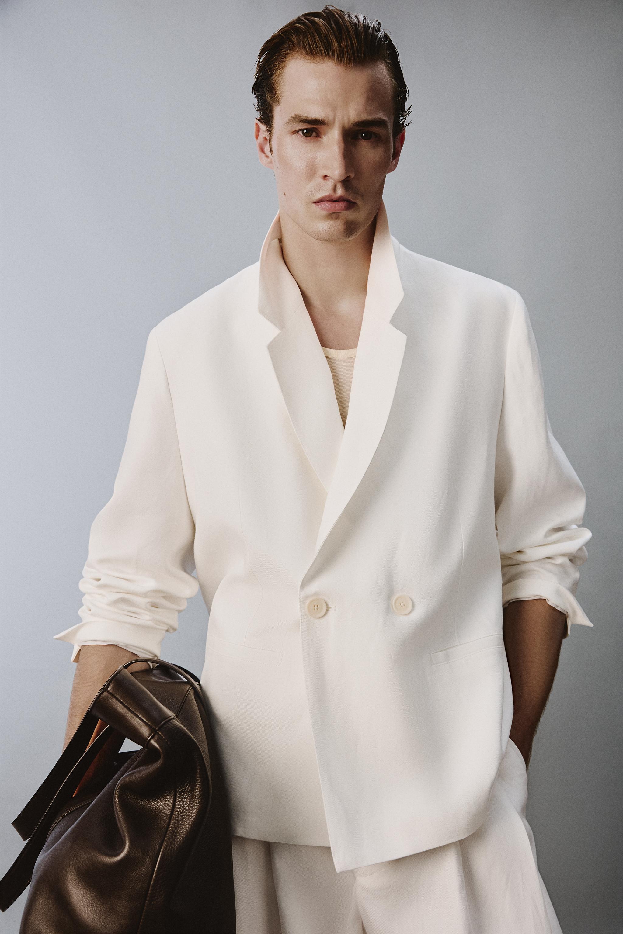 RELAXED FIT VISCOSE - LINEN SUIT BLAZER