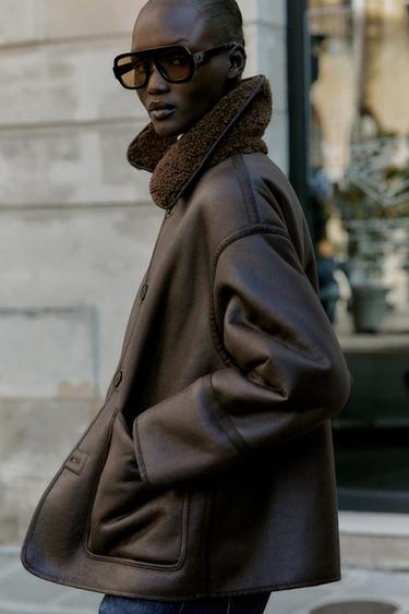 MANTEAU DOUBLE FACE RÉVERSIBLE - Marron de Zara - Image 8