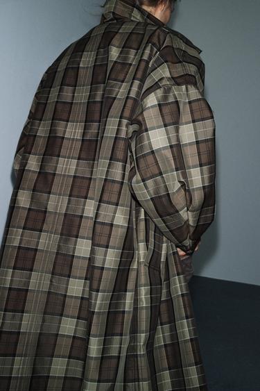 ZW COLLECTION LIMITED EDITION CHECKED TRENCH COAT - Dark brown by Zara
