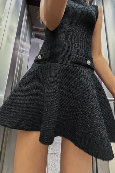 SHORT TEXTURED DRESS - Black by Zara