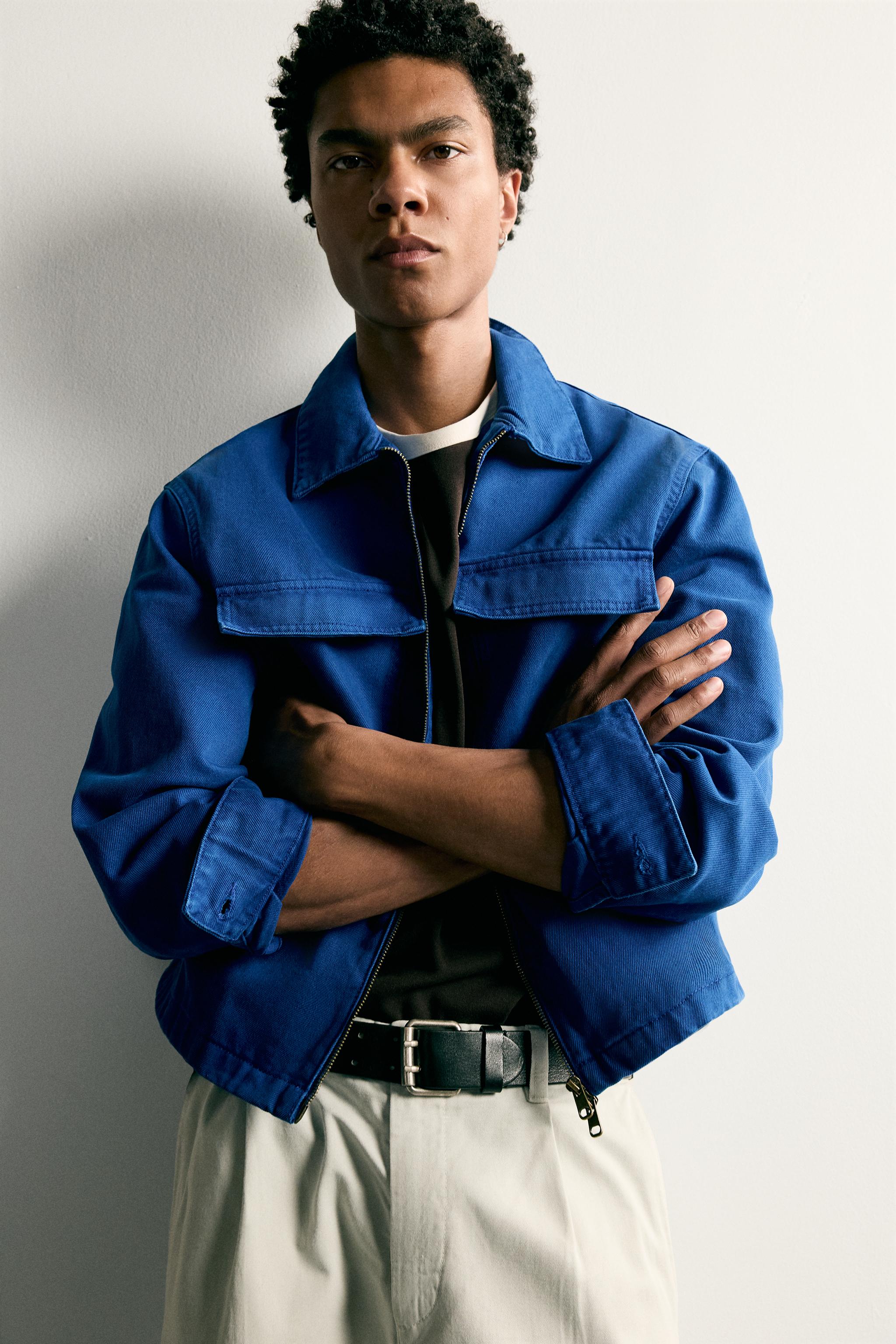 BOXY FIT POCKET OVERSHIRT — Bluish