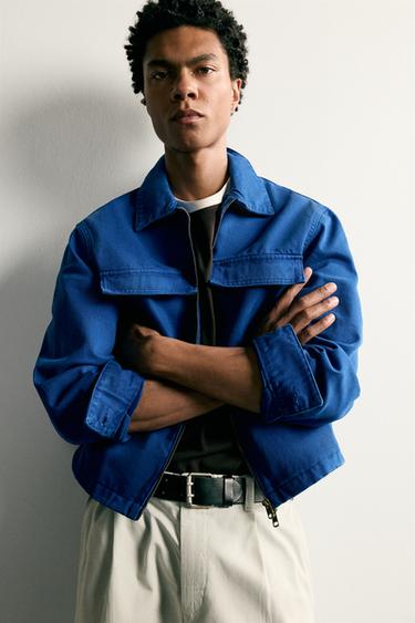 BOXY FIT POCKET OVERSHIRT — Bluish 1