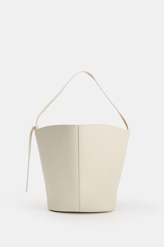 LEATHER SHOULDER BAG - white by Zara - Image 7