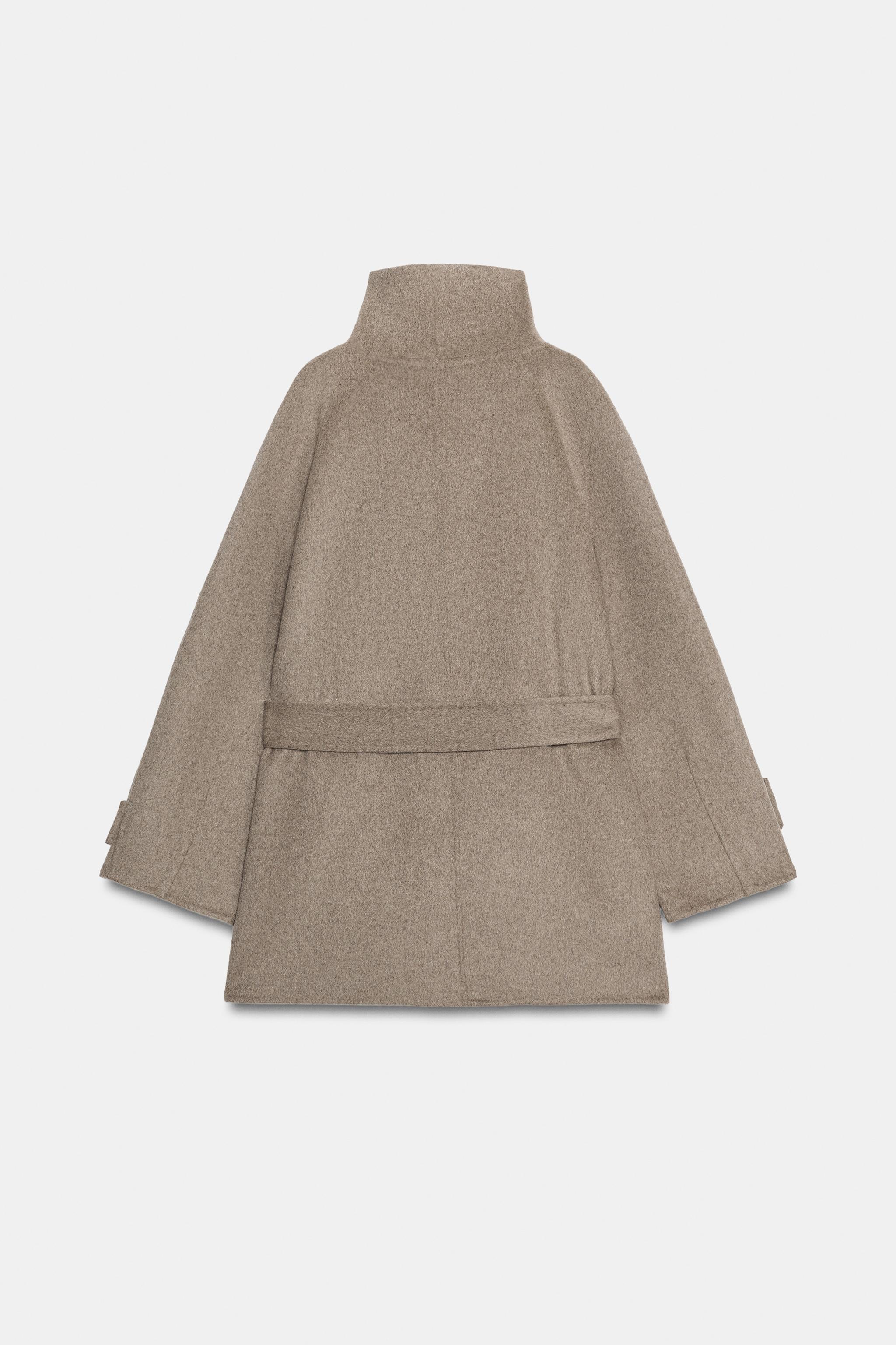 ウール混紡ベルト付きダブルブレストコート - ミンク | ZARA Japan / 日本