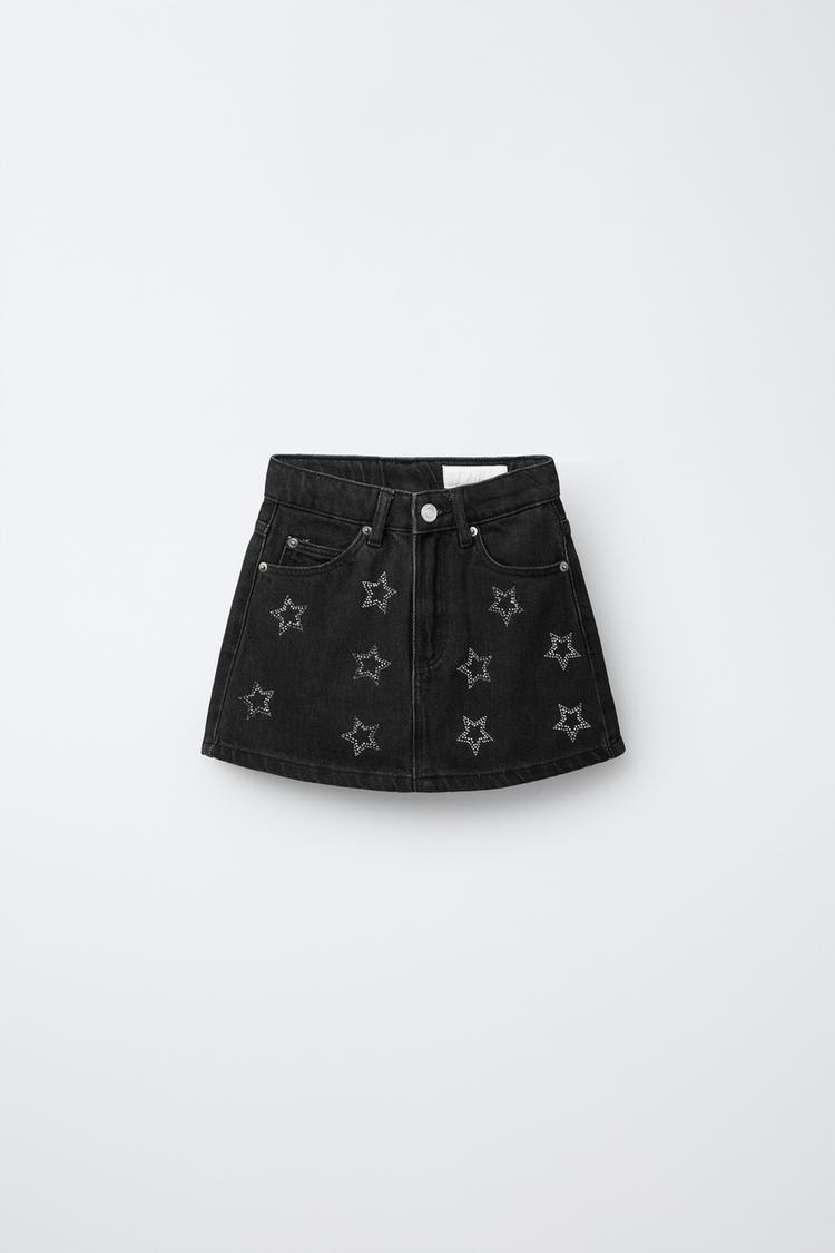 DENIM SKIRT WITH SPARKLY STARS - Main Image