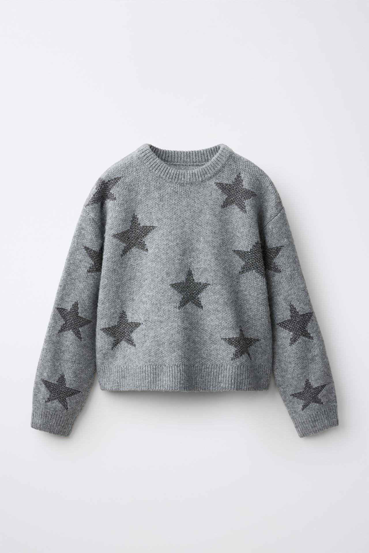 STAR KNIT SWEATER — Mid-gray