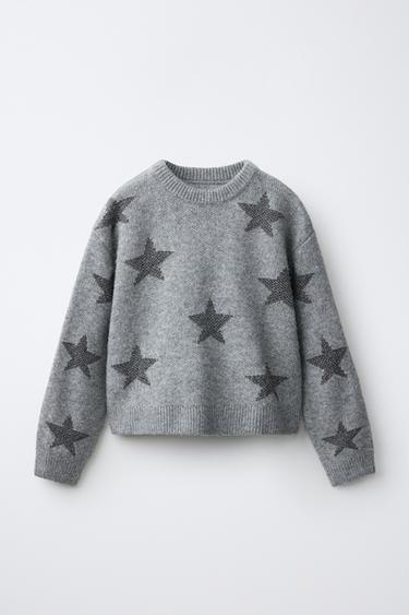 STAR KNIT SWEATER — Mid-gray 1