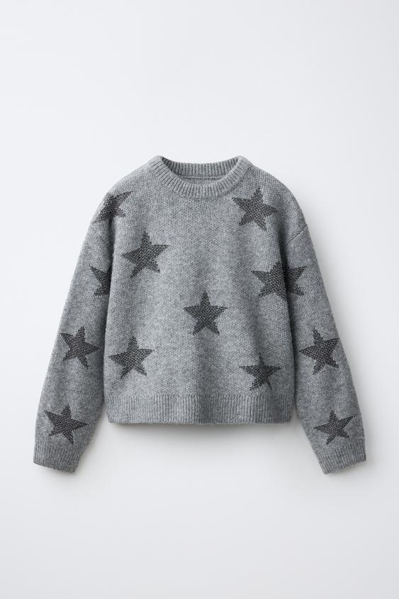STERNEN-STRICKPULLOVER - Mittelgrau von Zara - Bild 0