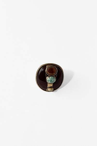 MAXI ANILLO PIEDRAS - Dorado de Zara
