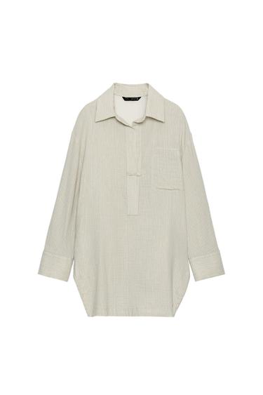 CAMISA ASIMÉTRICA RAYAS ZW COLLECTION - Verde de Zara