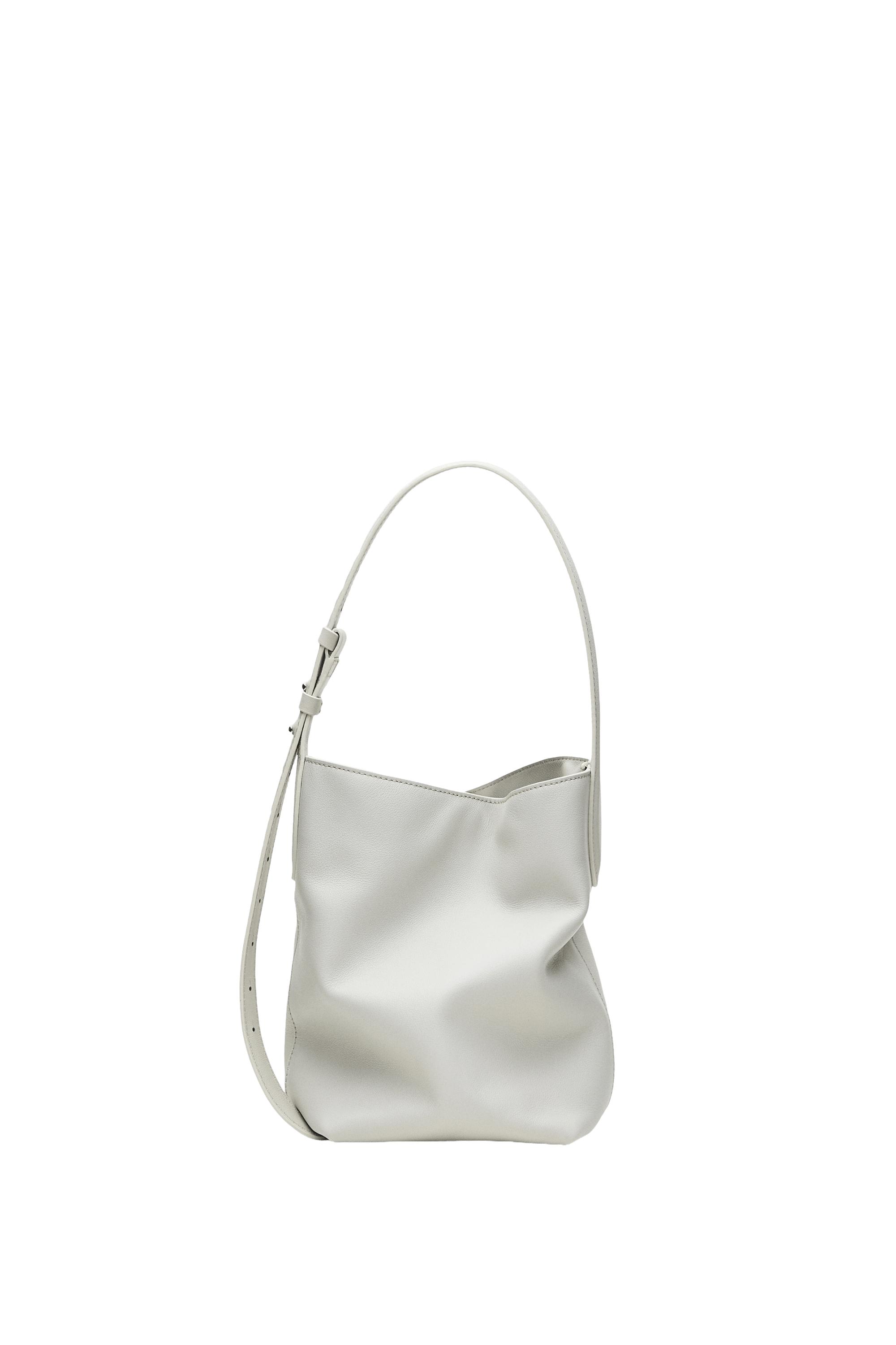Nappa leather mini bucket bag — Oyster-white