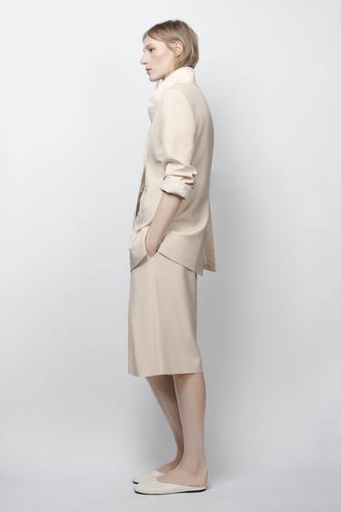 Zara ZW COLLECTION LIMITED EDITION STRAIGHT WOOL BLAZER - Beige