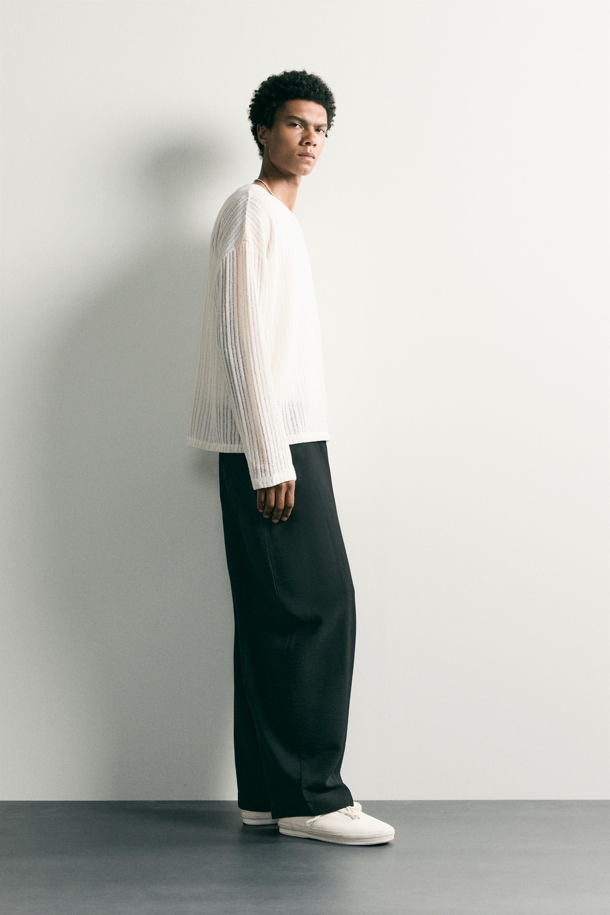 Мужские брюки Zara FLOWY BALLOON FIT PANTS — фото 4