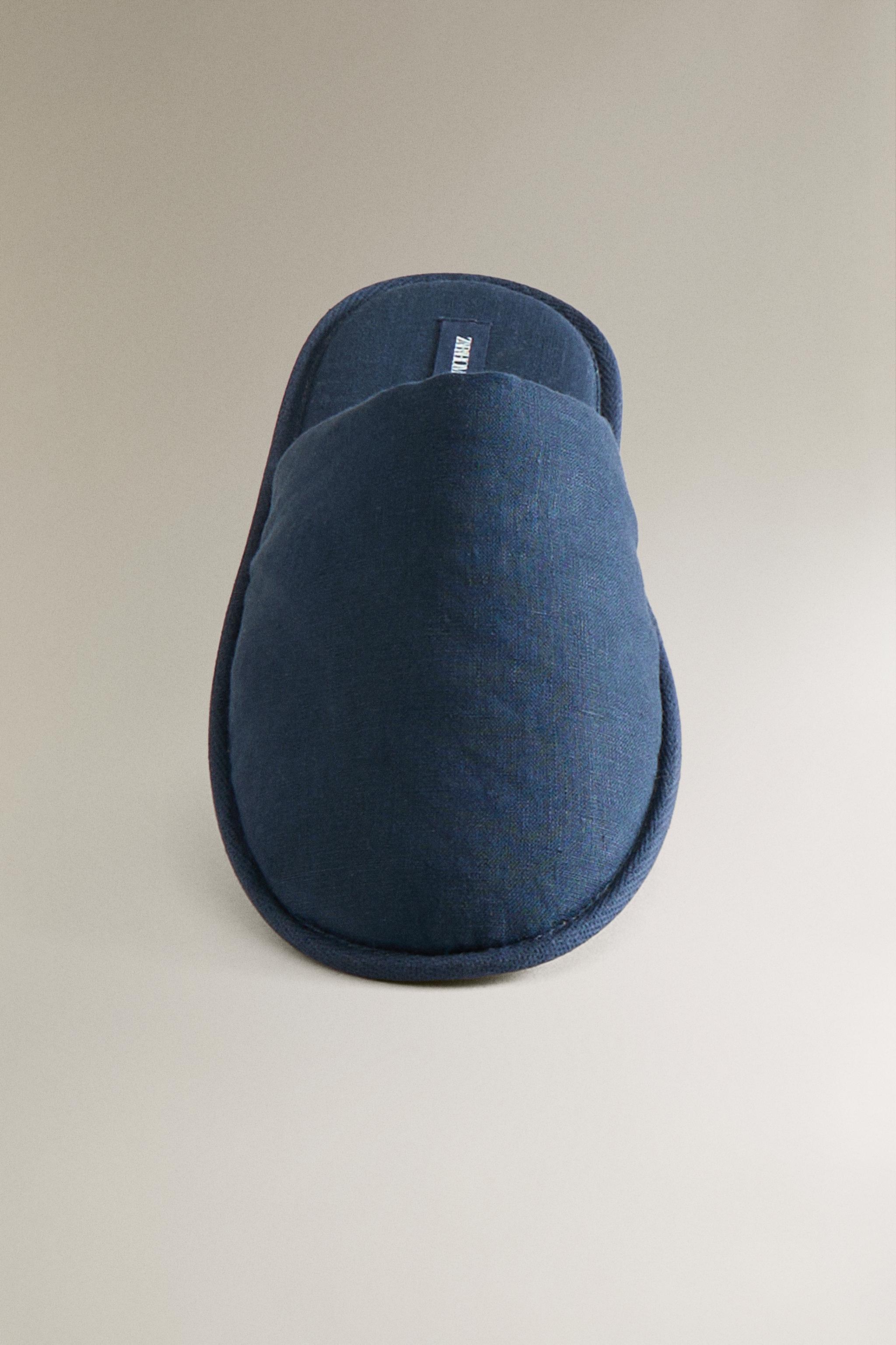 LINEN MULE SLIPPERS