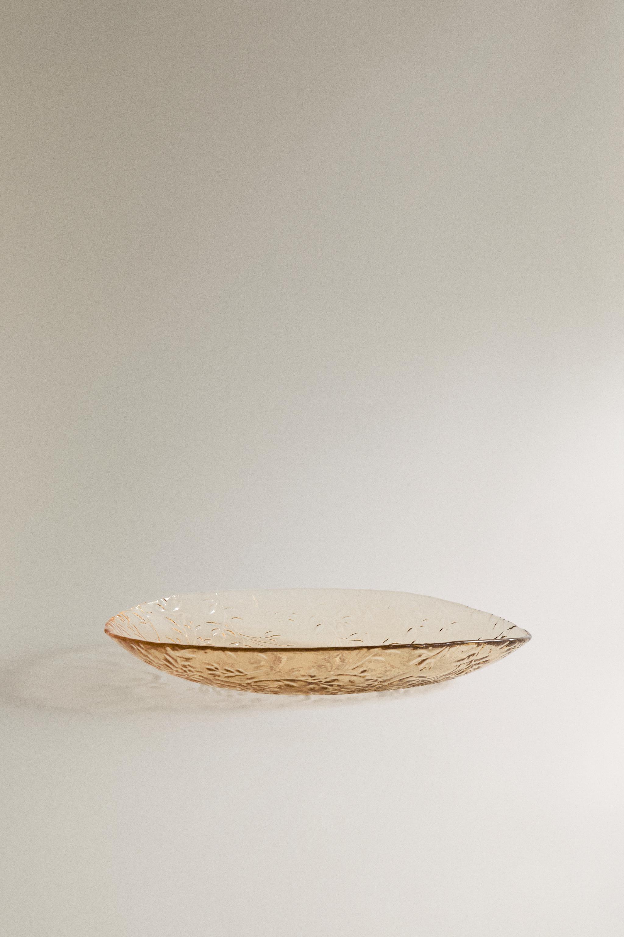LARGE FLORAL GLASS BOWL