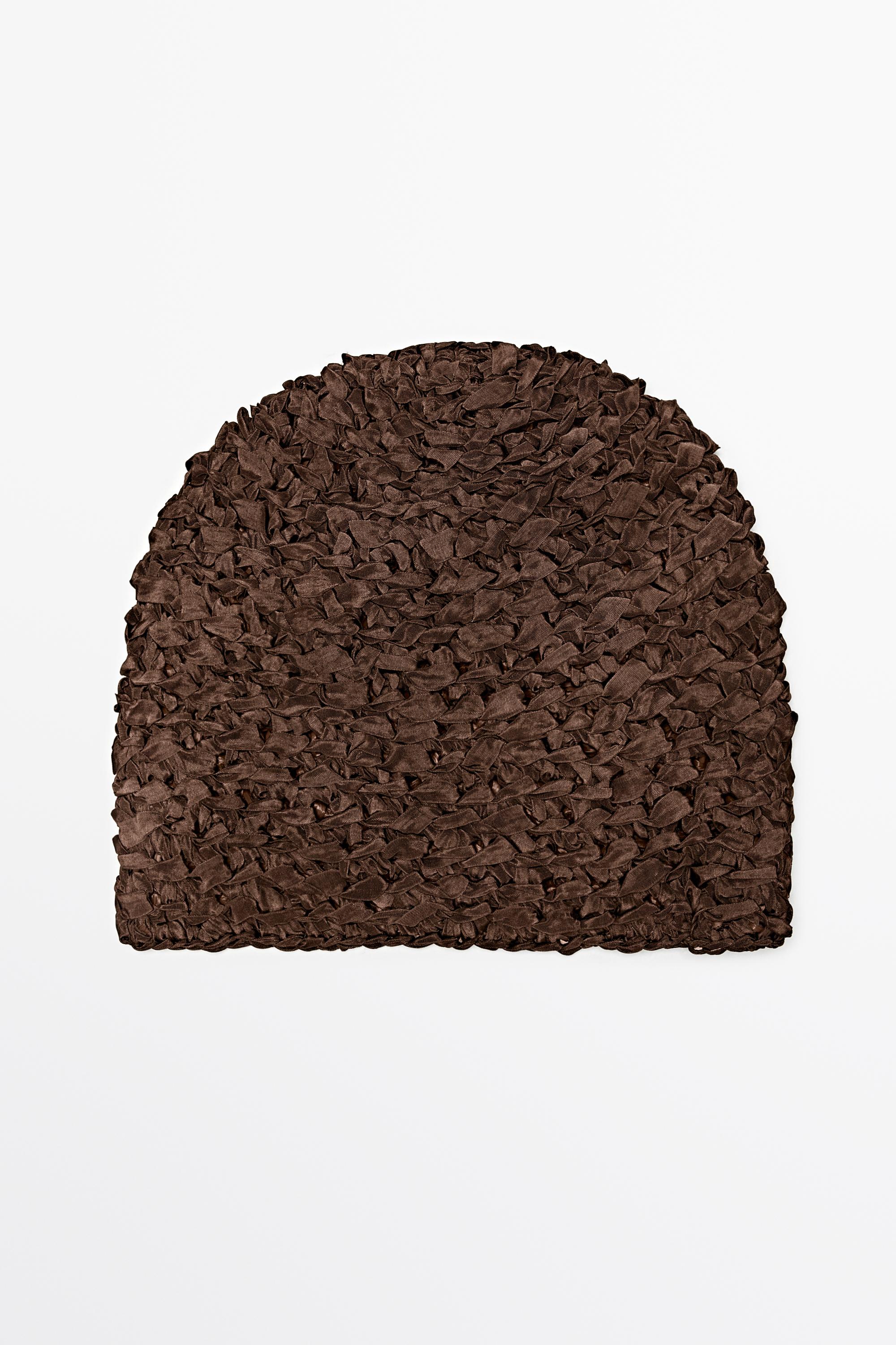 Textured Ribbon Beanie - STUDIO — Brown