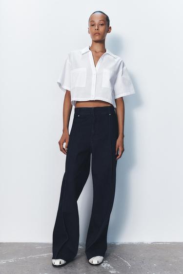 CAMISA CURTA DE POPELINA - Branco da Zara