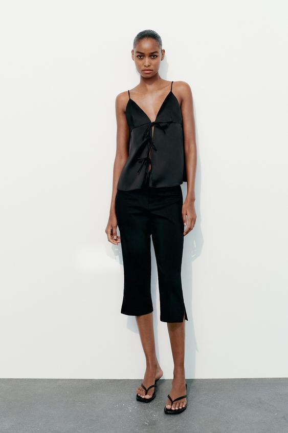 Zara Black Satin Bustier Corset Crop Top