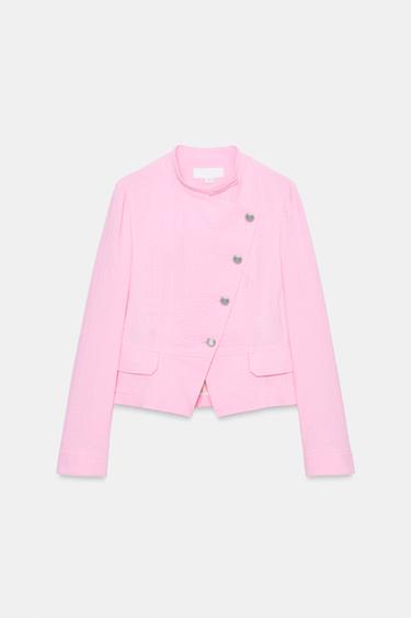 100% COTTON DOUBLE-BREASTED BLAZER - Pink by Zara - Image 7