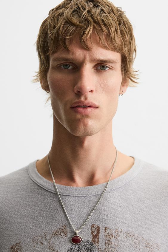 WASHED PRINT KNIT T-SHIRT