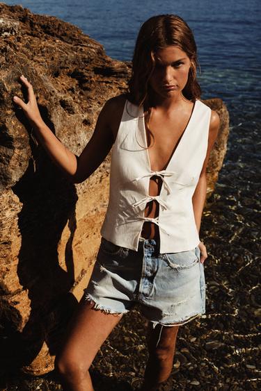 BELTED SHIRT WITH SHOULDER TABS - Ecru by Zara - Image 0