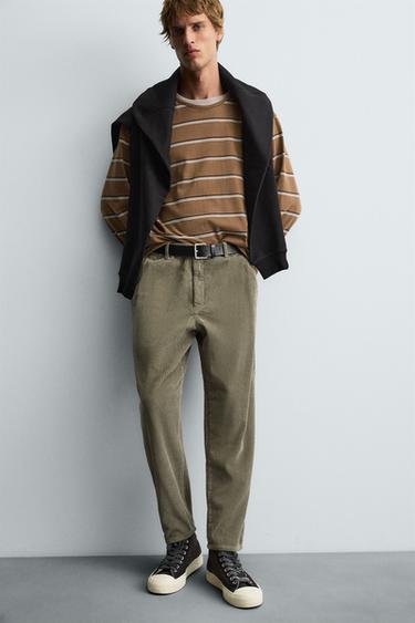 CARROT FIT CORDUROY TROUSERS - Light khaki by Zara - Image 4