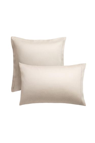 Zara SATEEN PILLOWCASE WITH FESTOON DESIGN (300 THREAD COUNT) - Beige