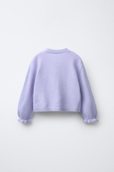 GILET EN MAILLE À FLEURS BRODÉES - Lilas clair de Zara - Image 1