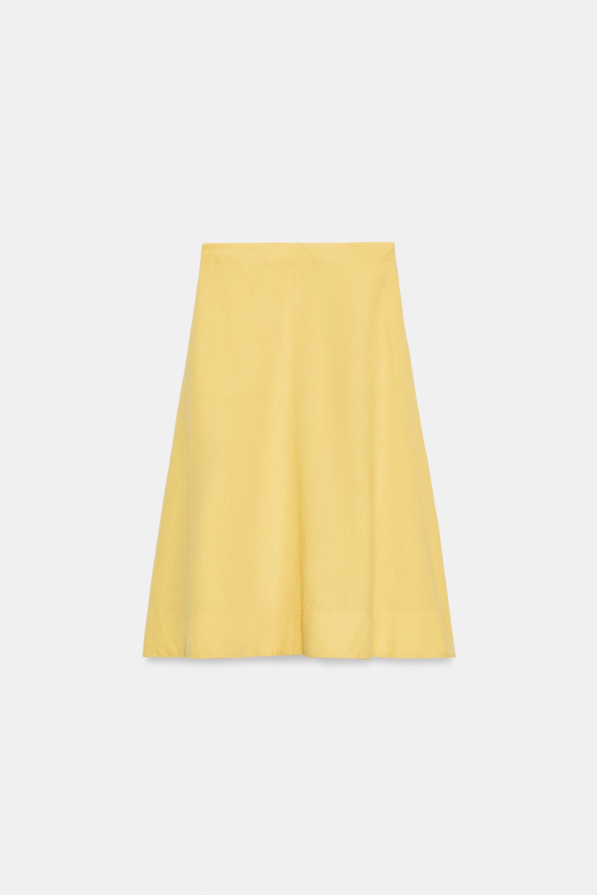 Женские юбки Zara ZW COLLECTION LINEN BLEND MIDI SKIRT — фото 5