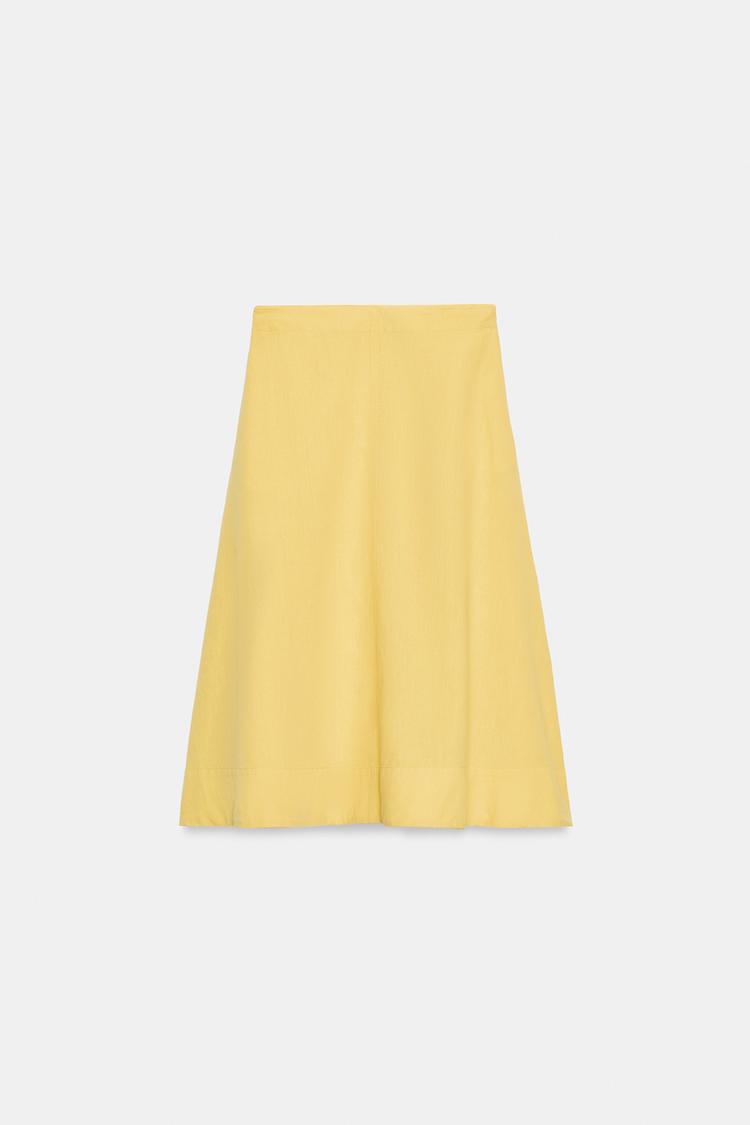 Falda midi de mezcla de lino de la colección ZW 2