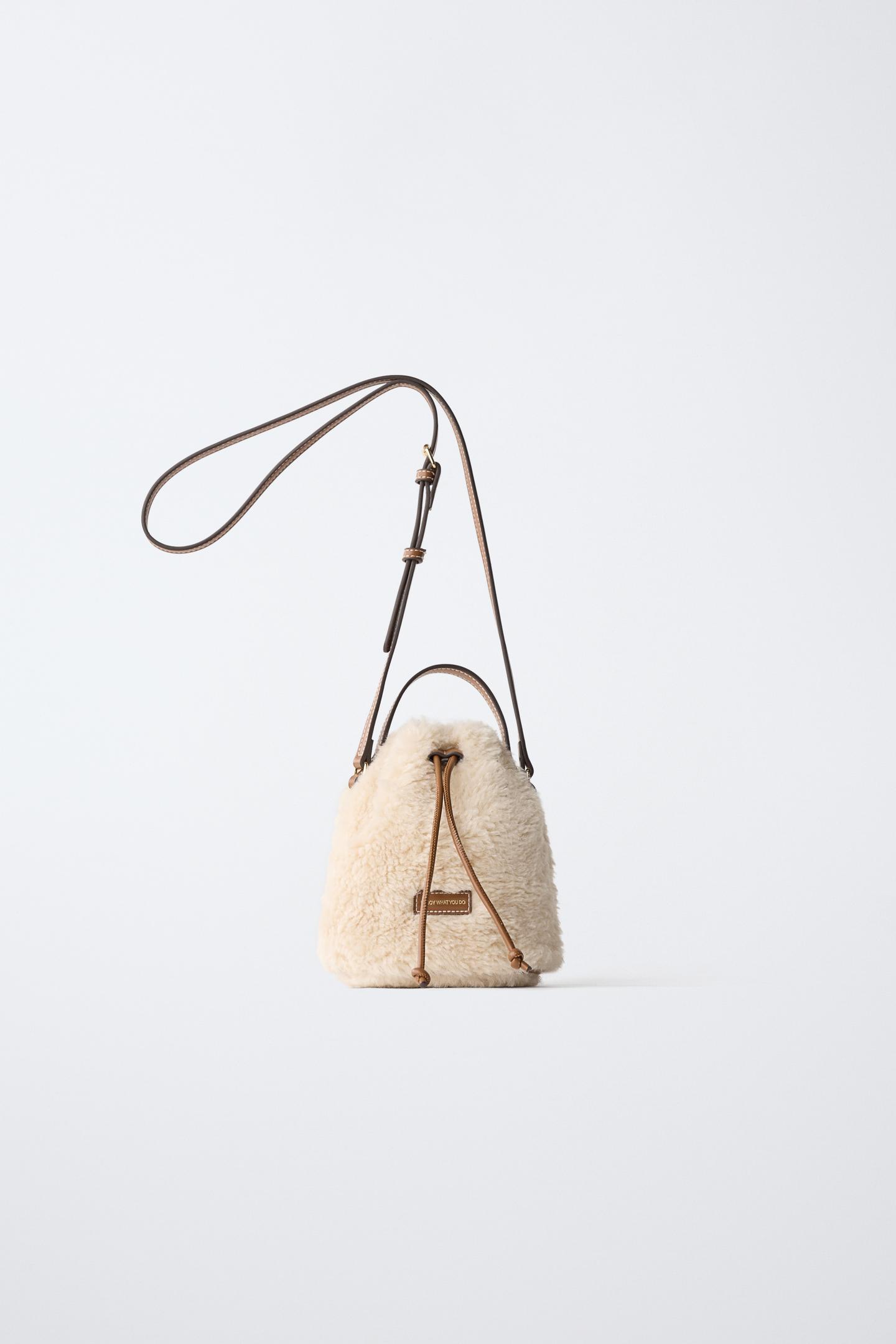 Детская сумка Zara Fur Bucket Crossbody, цвет: Молочный белый