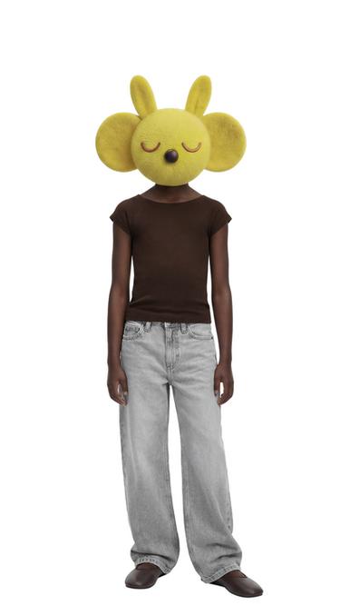 ワイドレッグデニムパンツグレーZaraのワイドレッグデニムパンツ - グレー 