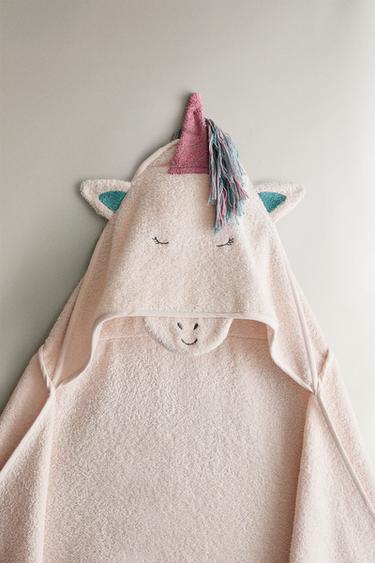 SERVIETTE DE BAIN À CAPUCHE LICORNE - Rose de Zara - Image 0
