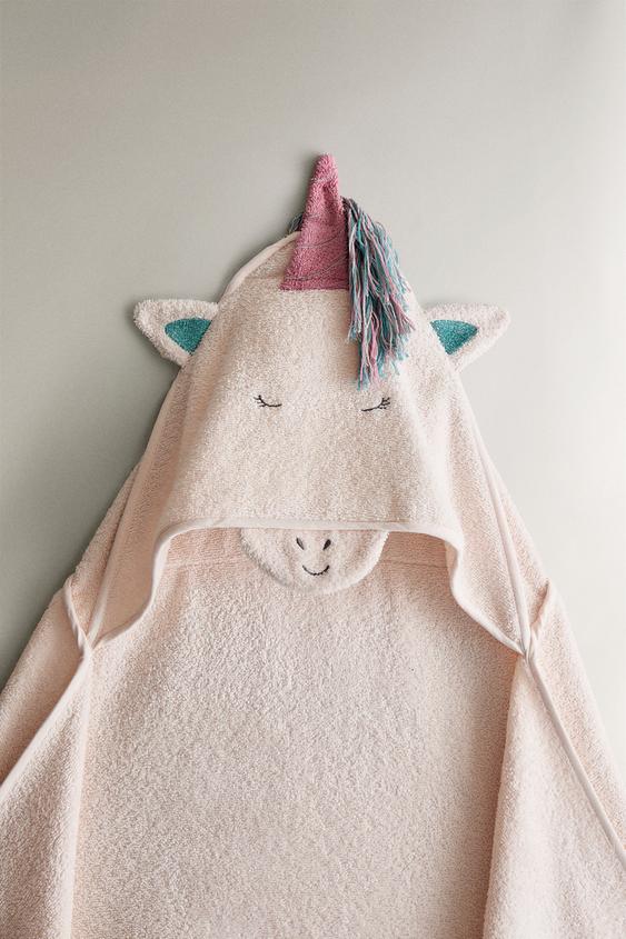 TOALLA BAÑO CAPUCHA UNICORNIO - Rosa de Zara - Imagen 0