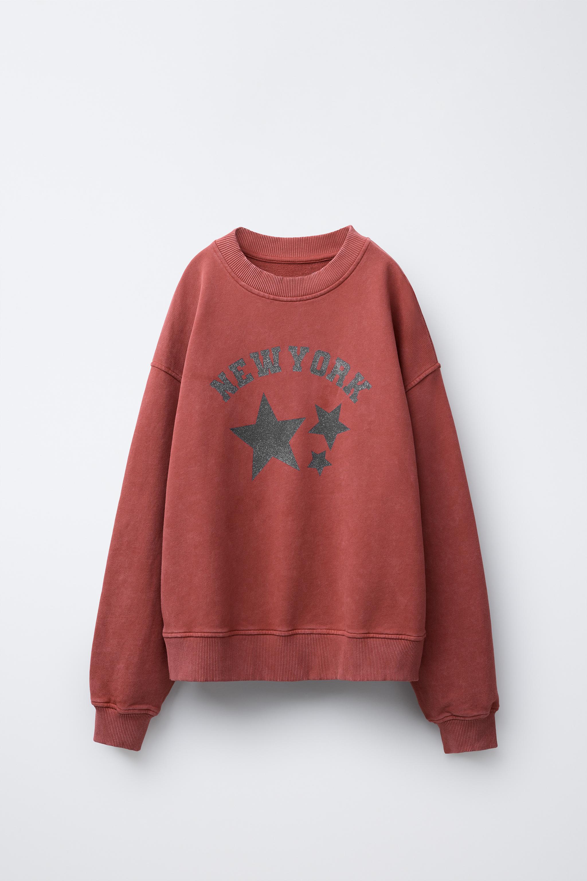 詰め放題　Sara WASHED EFFECT SWEATSHIRT WITH SHINE STARS - Reddish | ZARA