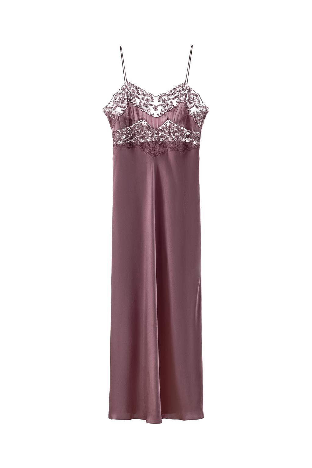 SATIN EFFECT EMBROIDERED LACE DRESS - image 3