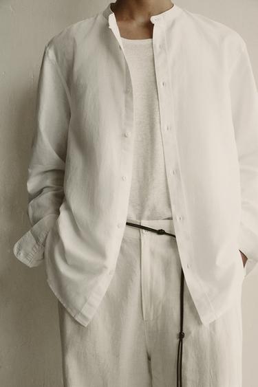 RELAXED FIT LINEN-COTTON SHIRT - White by Zara