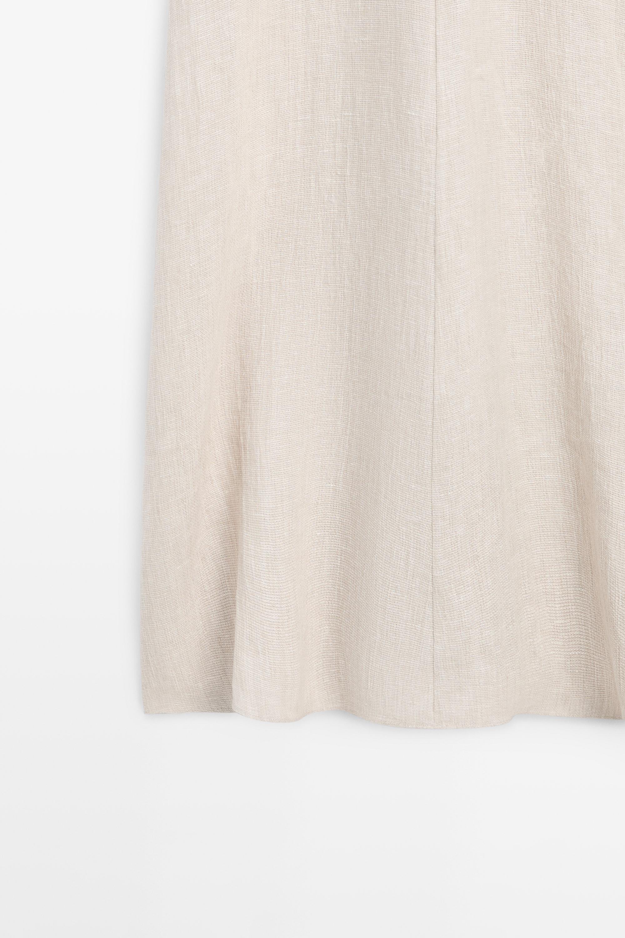 Lightweight short sleeve linen midi dress