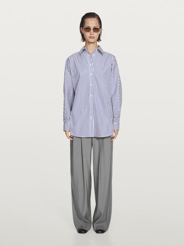 Chemisier oversize à rayures - Bleu de Zara