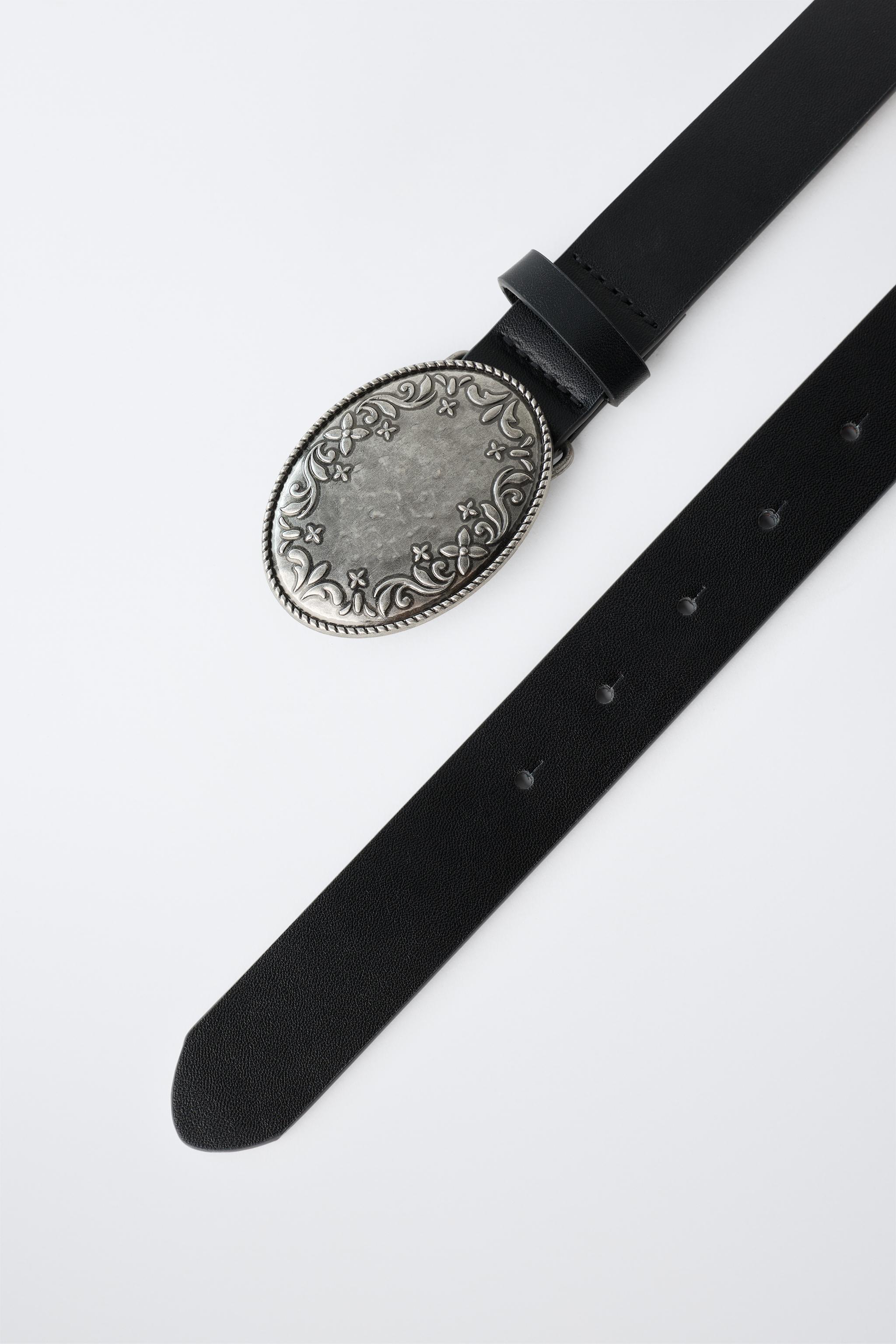 100% LEATHER OVAL BUCKLE BELT