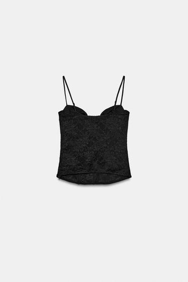TOP STYLE CORSET EN DENTELLE - Noir de Zara - Image 4
