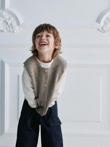 WOOL BLEND KNIT VEST - Sand by Zara
