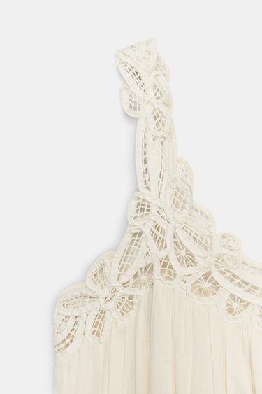 ROBE BRODÉE À BRETELLES ZW COLLECTION - Écru de Zara - Image 7