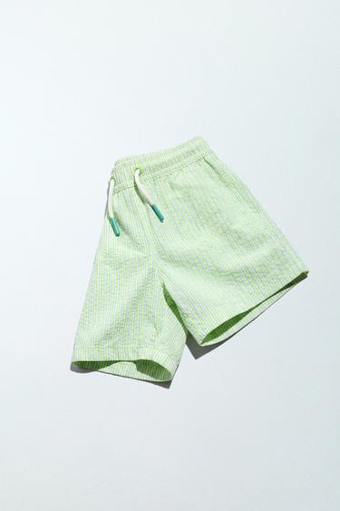 Zara 2-6 YEARS / TEXTURED STRIPED SWIM SHORTS - Lime green