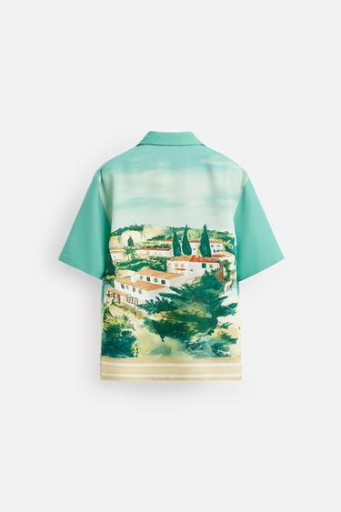 LANDSCAPE PRINT SHIRT - Green by Zara - Image 7