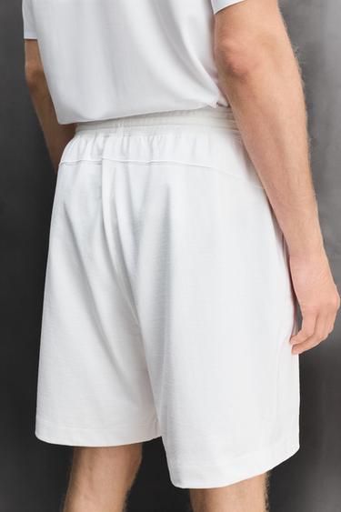 SHORT DE SPORT MÉLANGE COTON 9 POUCES - Blanc de Zara - Image 4