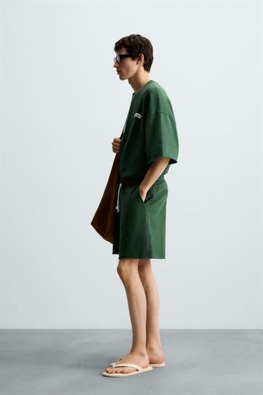 SWEATSHIRT WITH CONTRAST PATCH - Green by Zara - Image 3